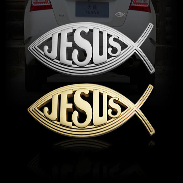 Fish Shaped Alloy Classic Decoration Christian Car Stickers