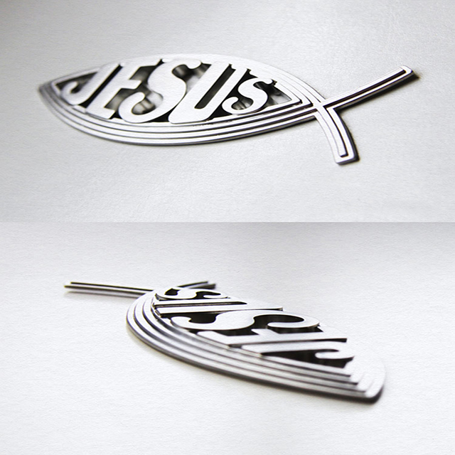 Fish Shaped Alloy Classic Decoration Christian Car Stickers