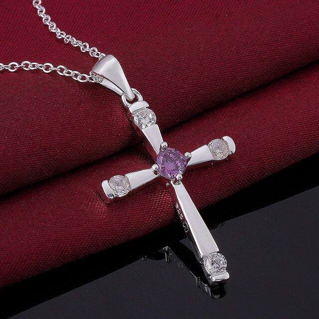 Fashion Silver Plated Cross Christian Necklace For Women