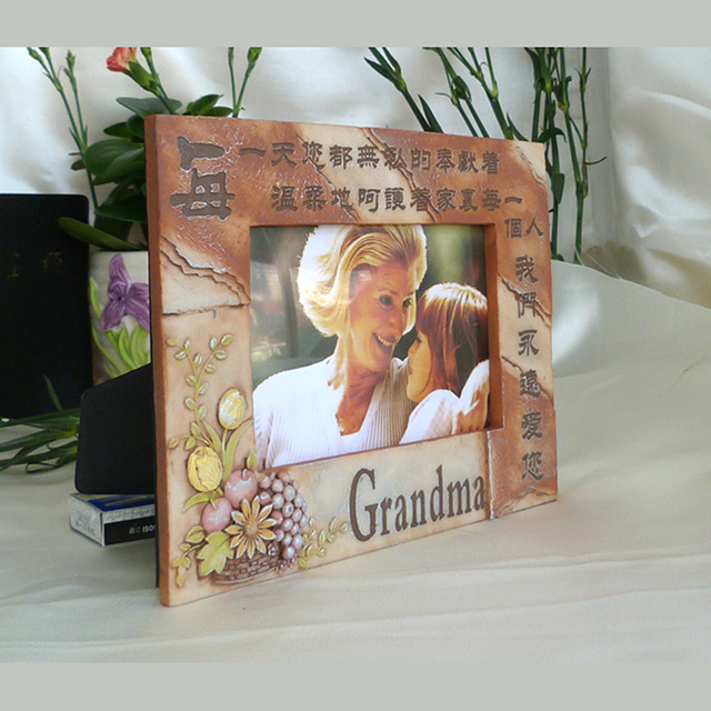 Warm Home Grandma Resin Painted Glass Photo Frame 