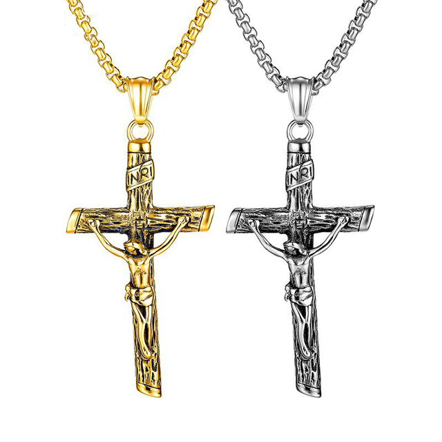 Stainless Steel Jewelry Faith Jesus Cross Christian Necklace