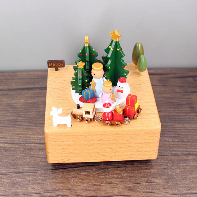 Home Decor Wooden Christmas Angel Christian Music Box