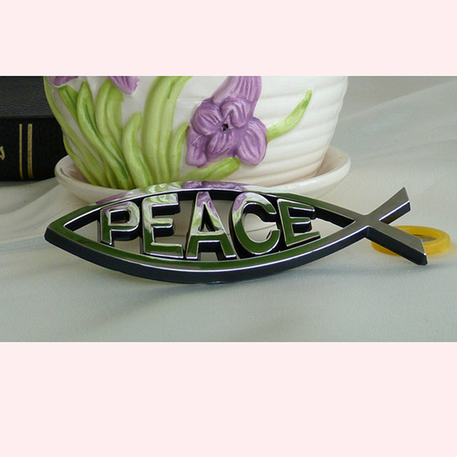 Golden Silver Luster Peace Fish Shaped Car Sticker 