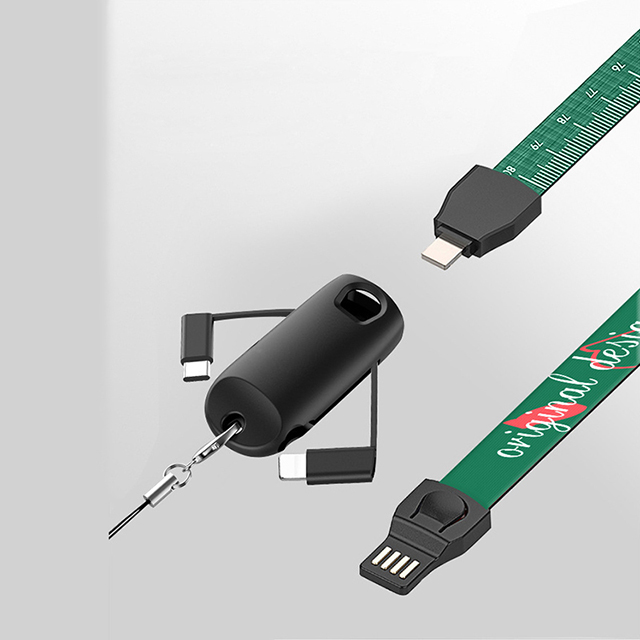 Three In One Lanyard Tape Measure Data Cable 