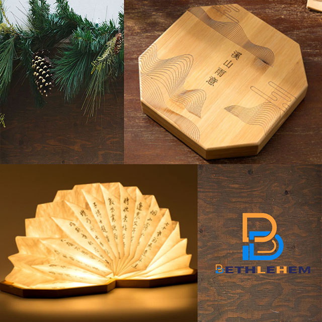 Customizable Text Content Wood Paper Folding Book Lamp 