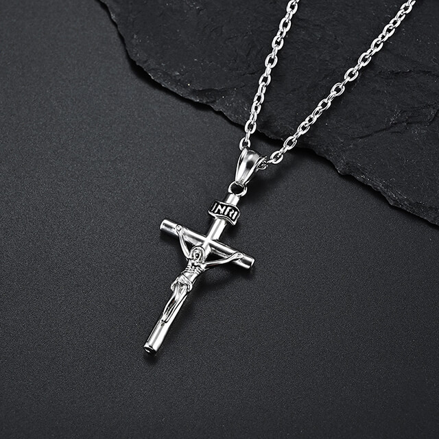 Stainless Faith Jesus Cross Christian Necklace For Guys