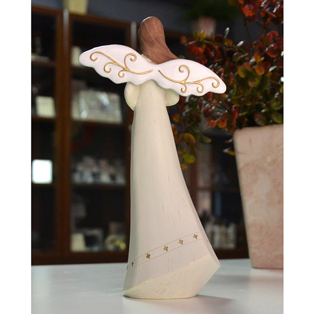 Peace Cross Angel Resin Painted Sculpture Desktop Decor