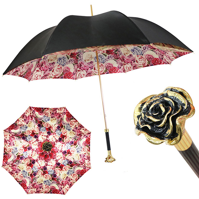 Two-Sided Straight Rose Handle Light Luxury Umbrella 