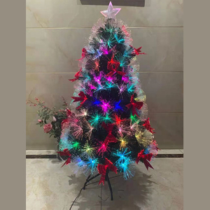 Red Bowknot Slow Blinking Optical Fiber Christmas Tree 