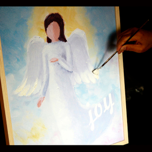 Christian Angel Joy Decorative Solid Wood Frame Painting 