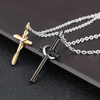 Black Gold Stainless Cross Christian Necklace For Couples