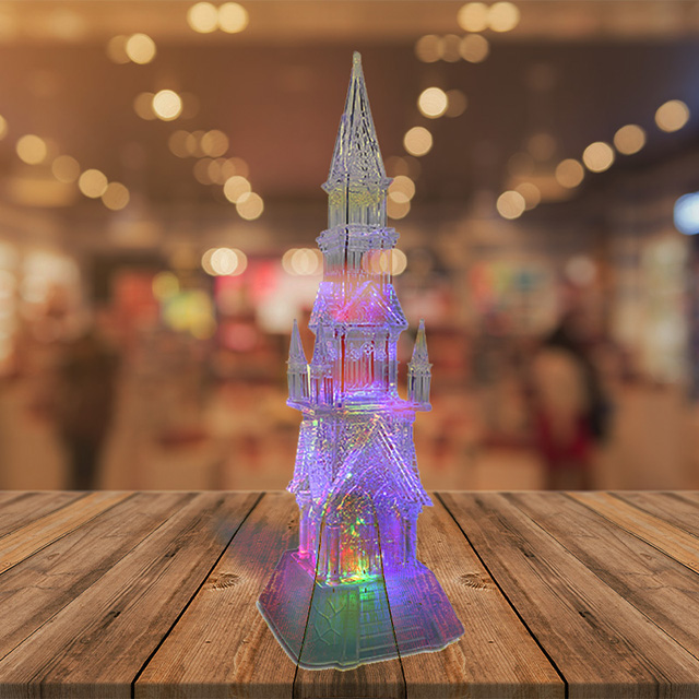 Glitter LED Lighted Christmas Castle Decorative Religion Gift 