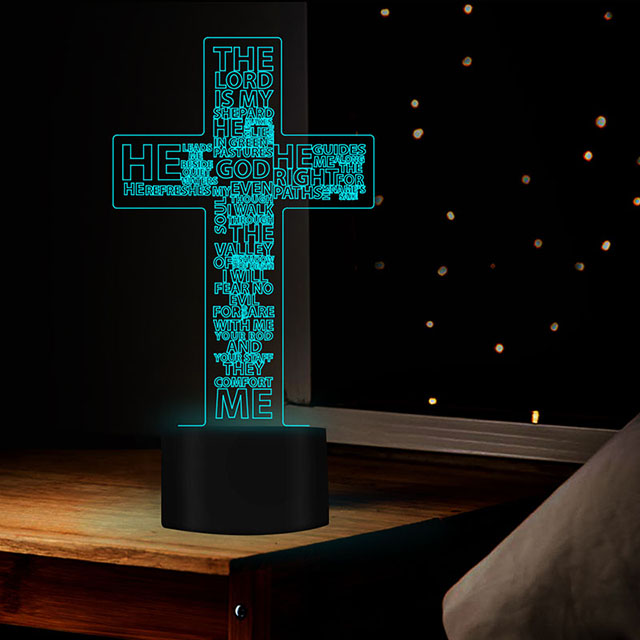 Christian Decorative Ornaments Luminous Cross 3D Night Light 
