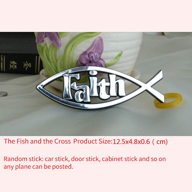 Silver Faith Fish Shaped Strong Viscosity Car Sticker 