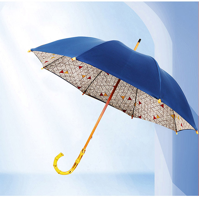 Sunny And Rainy Pure Color Bamboo Handle Umbrella 