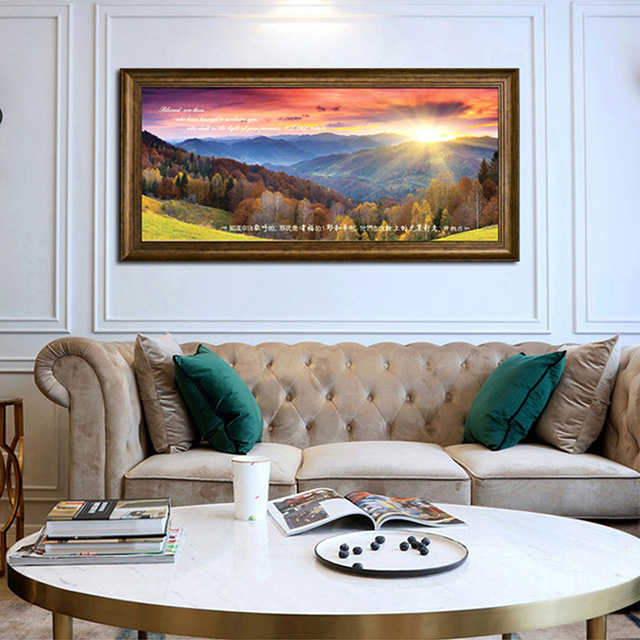 God Light Mountain Scenery High Definition Color Painting