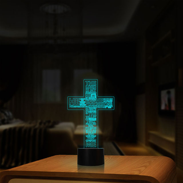 Christian Decorative Ornaments Luminous Cross 3D Night Light 