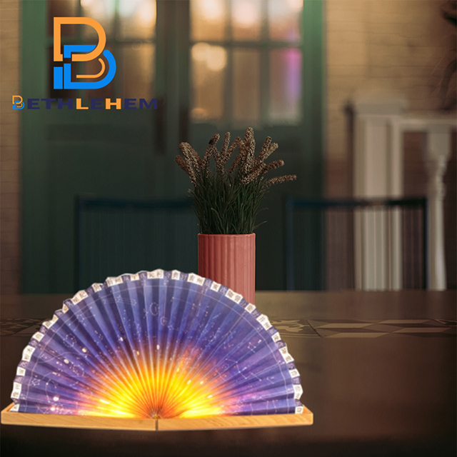 Two Colors Warm Cold Light Fan Folding Lamp 
