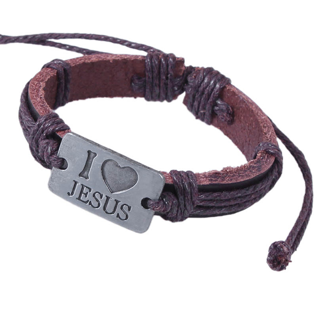 Adjustable Jesus Leather Colourful Christian Bracelet For Her 
