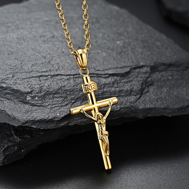 Stainless Faith Jesus Cross Christian Necklace For Guys